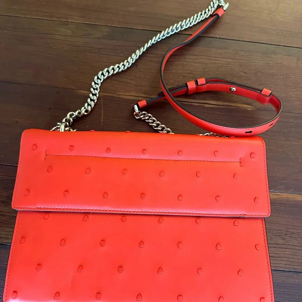 Ferragamo Vara Hearts Shoulder Bag in Candy Apple Red RARE